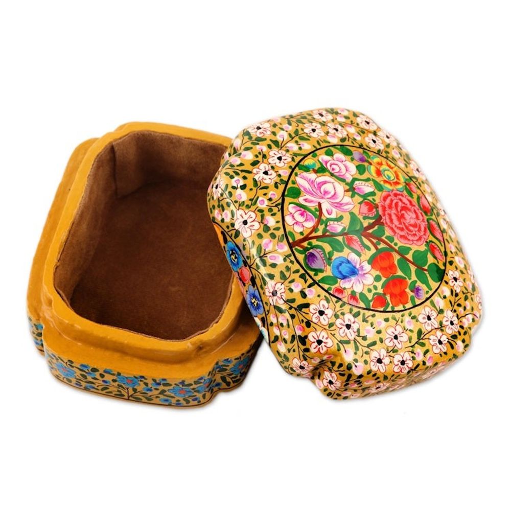 Velvet-Lined Floral Decorative Box 'Kashmir Garland'