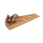Handcrafted Jempinis Wood Door Stop with Painted Cat 'Feline Entrance'