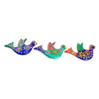 3 Dove Ceramic Magnets with Hand-Painted Floral Accents 'Cheerful Doves'