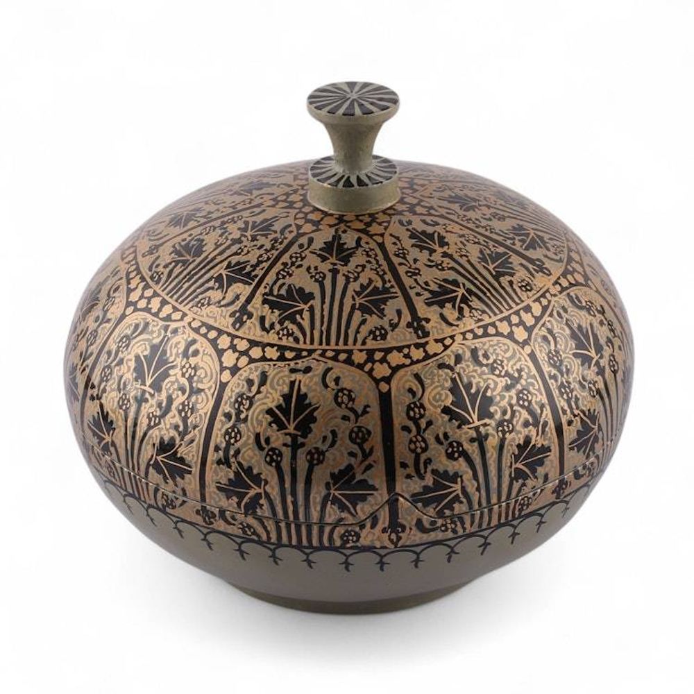 Nature-Themed Papier Mache and Wood Decorative Box Large 'Kashmir Marvel'