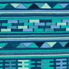 Handwoven Wool Runner Rug in Blue Turquoise and Green 3x10 'Blue Geometry'
