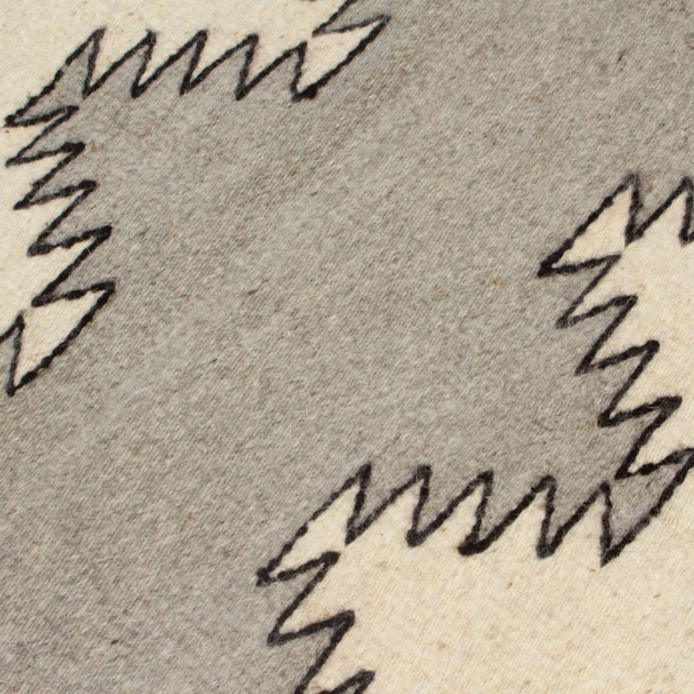 Minimalist Zapotec Grey and Beige 100 Wool Runner 1x6 'Grey Trends'