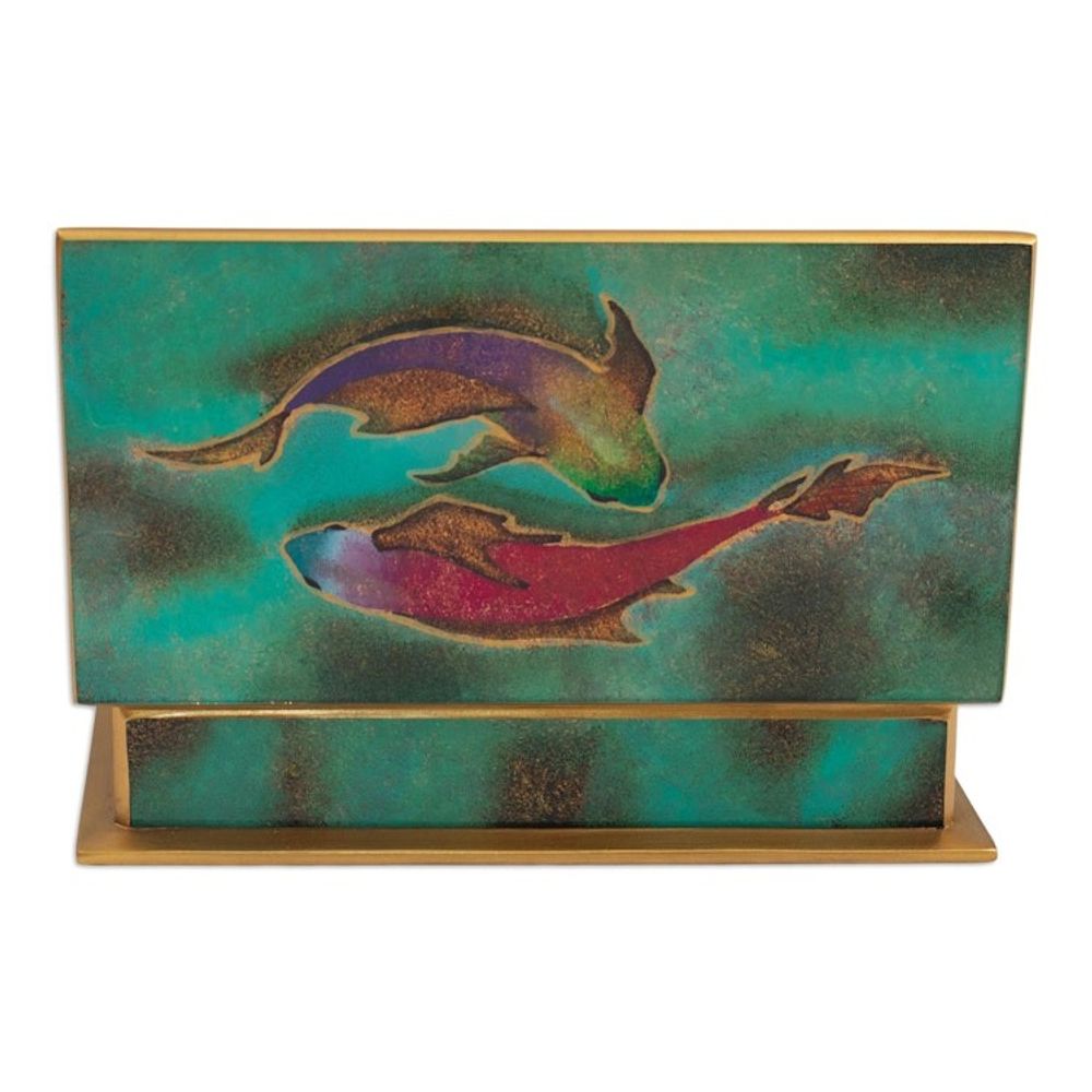 Hand Painted Glass and Wood Decorative Box 'Ocean Harmony in Green'