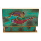 Hand Painted Glass and Wood Decorative Box 'Ocean Harmony in Green'