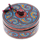 Hand-Painted Mango Wood Decorative Box in Blue 'Blue Specks'