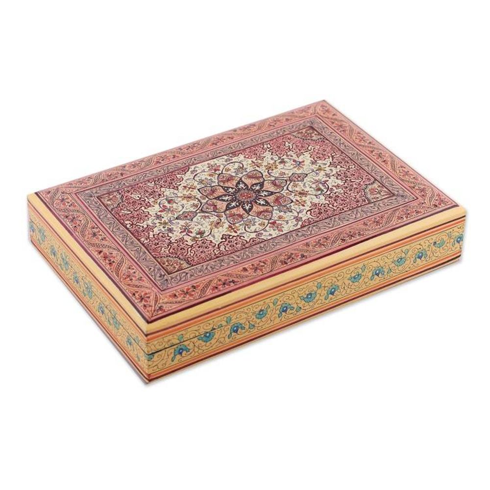 Spring-Inspired Weeping Willow Wood Box in Crimson Hues 'Crimson Petals'