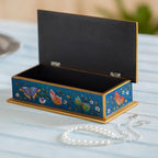 Reverse Painted Glass Butterfly Decorative Box in Cyan 'Butterfly Jubilee in Cyan'