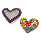 Heart-Shaped Floral Talavera Ceramic Decorative Box 'Classic Romance'