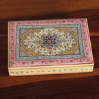 Spring-Themed Polished Hand-Painted Wood Decorative Box 'Arcadian Garden'