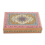 Spring-Themed Polished Hand-Painted Wood Decorative Box 'Arcadian Garden'