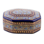 Elegant Hand Painted Blue and Gold Papier Mache Box 'Kashmir Royal'