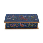 Reverse Painted Glass Butterfly Decorative Box in Cyan 'Butterfly Jubilee in Cyan'
