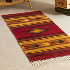 Hand-woven 2x5 Red And Yellow Alpaca Wool Rug From Peru 'Empire'
