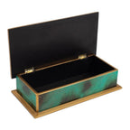 Hand Painted Glass and Wood Decorative Box 'Ocean Harmony in Green'