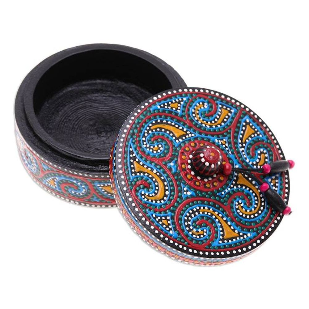 Hand-Painted Mango Wood Decorative Box in Blue 'Blue Specks'