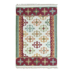 Handwoven Geometric Wool Area Rug 4x6 from India 'Morning Dream'
