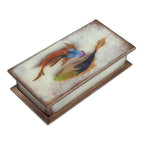 Fish Themed Reverse-Painted Glass Box 'Ocean Harmony in White'