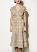 Ava Plaid Belted Midi Dress