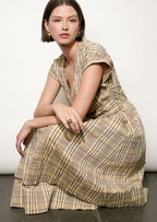 Ava Plaid Belted Midi Dress