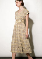 Ava Plaid Belted Midi Dress