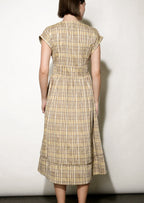 Ava Plaid Belted Midi Dress