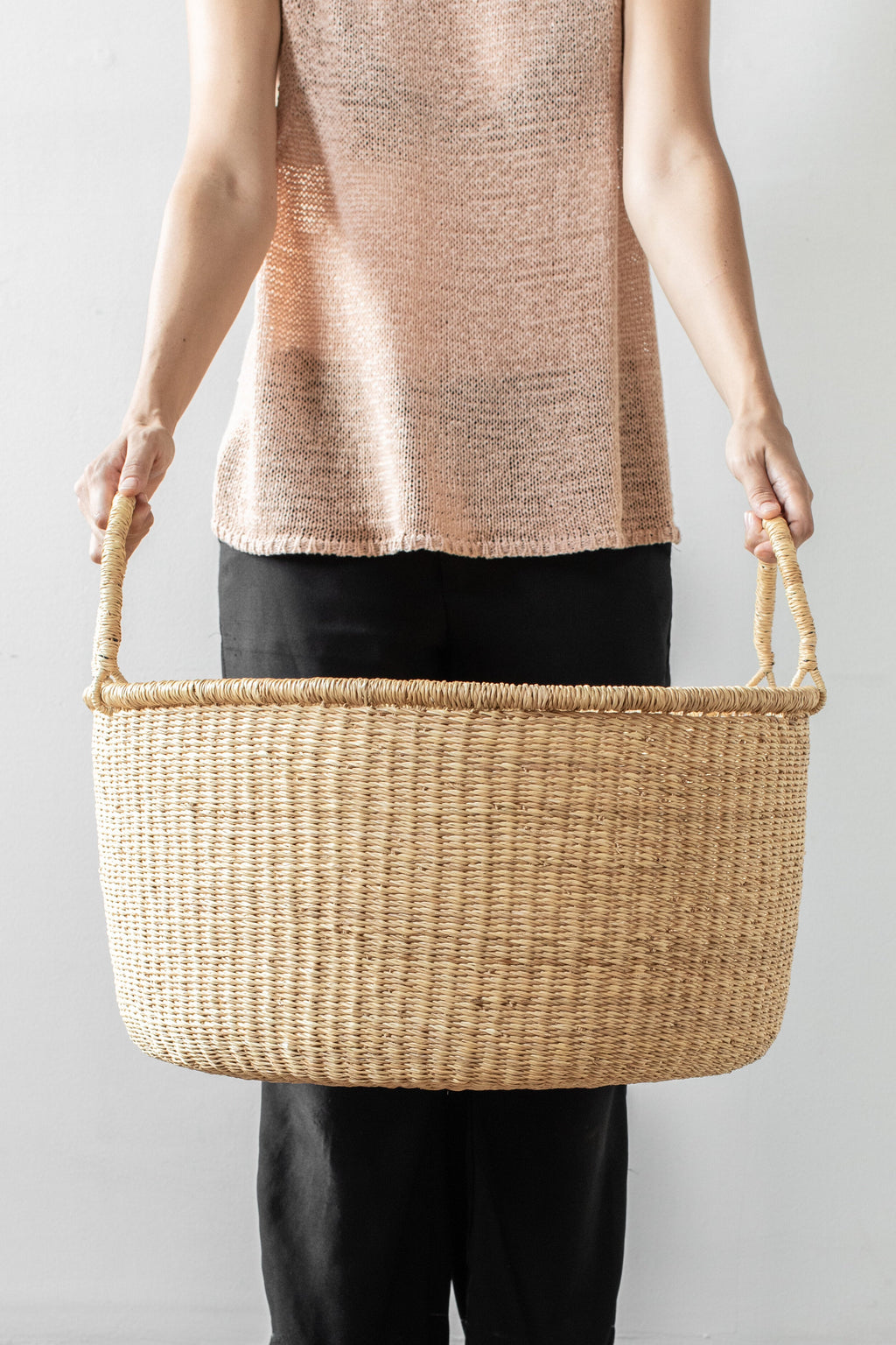 Natural Woven Grass Floor Baskets