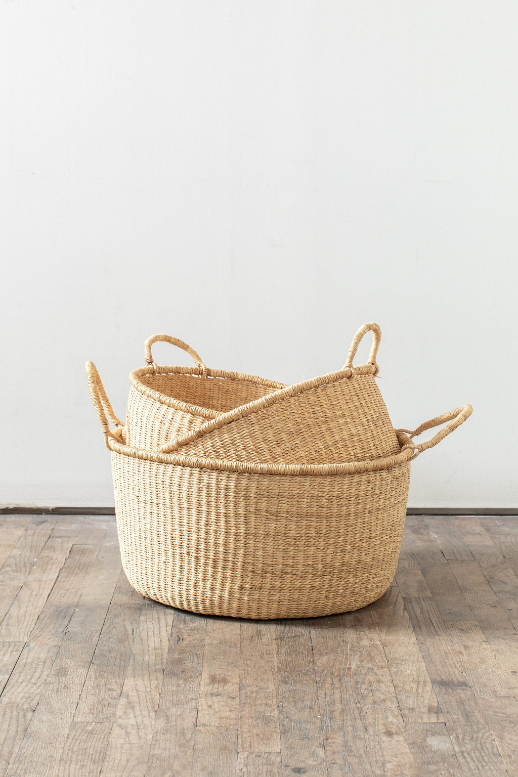 Natural Woven Grass Floor Baskets