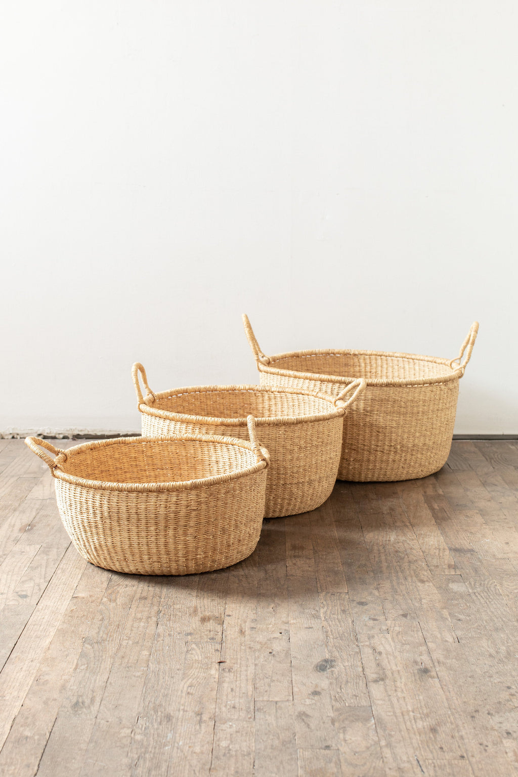 Natural Woven Grass Floor Baskets