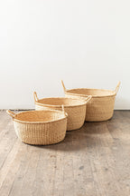 Natural Woven Grass Floor Baskets