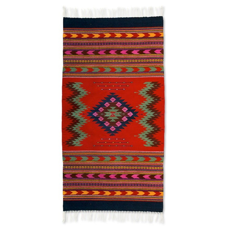 Zapotec wool rug 6.5x10 'Scarlet Paths'