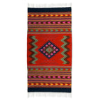 Zapotec wool rug 6.5x10 'Scarlet Paths'