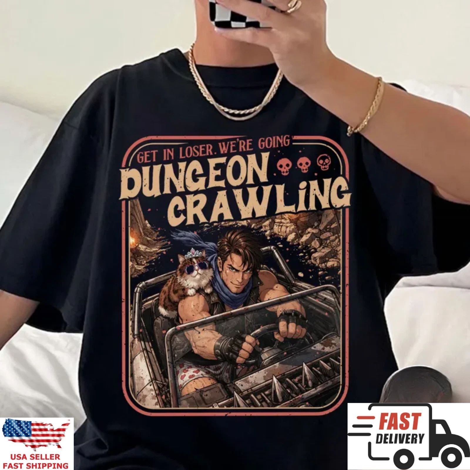 Funny RPG Dungeon Crawling Shirt Fantasy Gamer Tee Retro DnD Graphic Tee Unisex T-shirt, Sweatshirt, Hoodie, Long Sleeve Tee